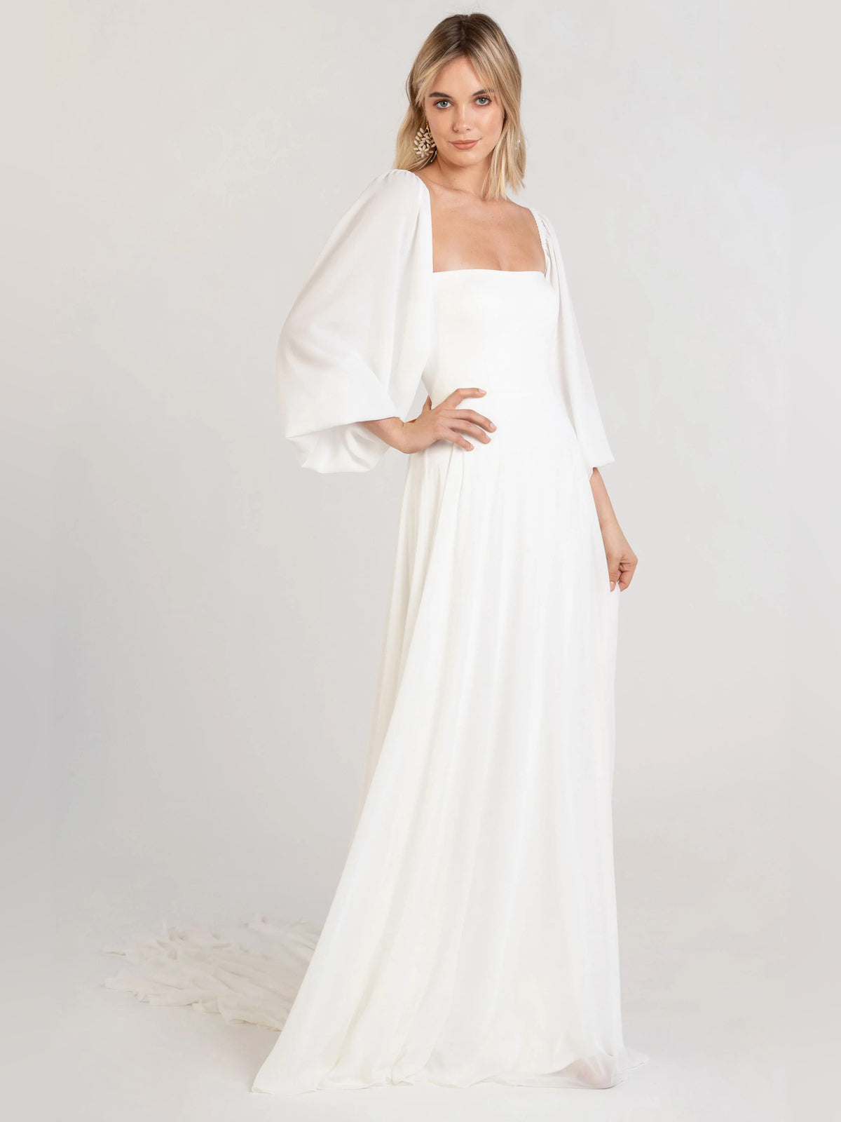 square neck a-line floor-length formal dress - image 3