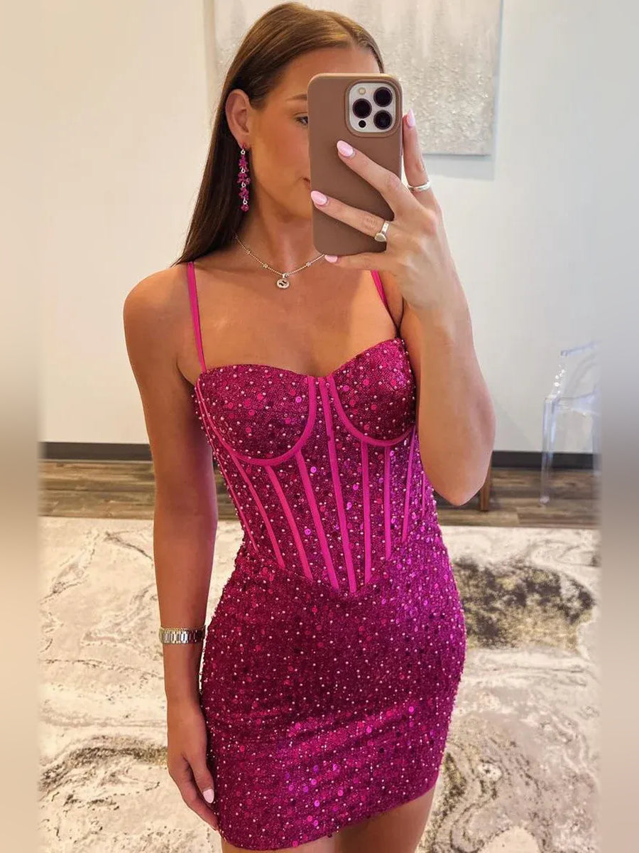 As Picture mini homecoming dress, alternate view showing the dress shape and hem