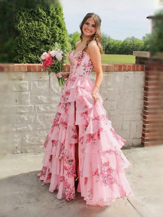 Hot Pink floor-length prom dress, alternate view showing the overall dress design