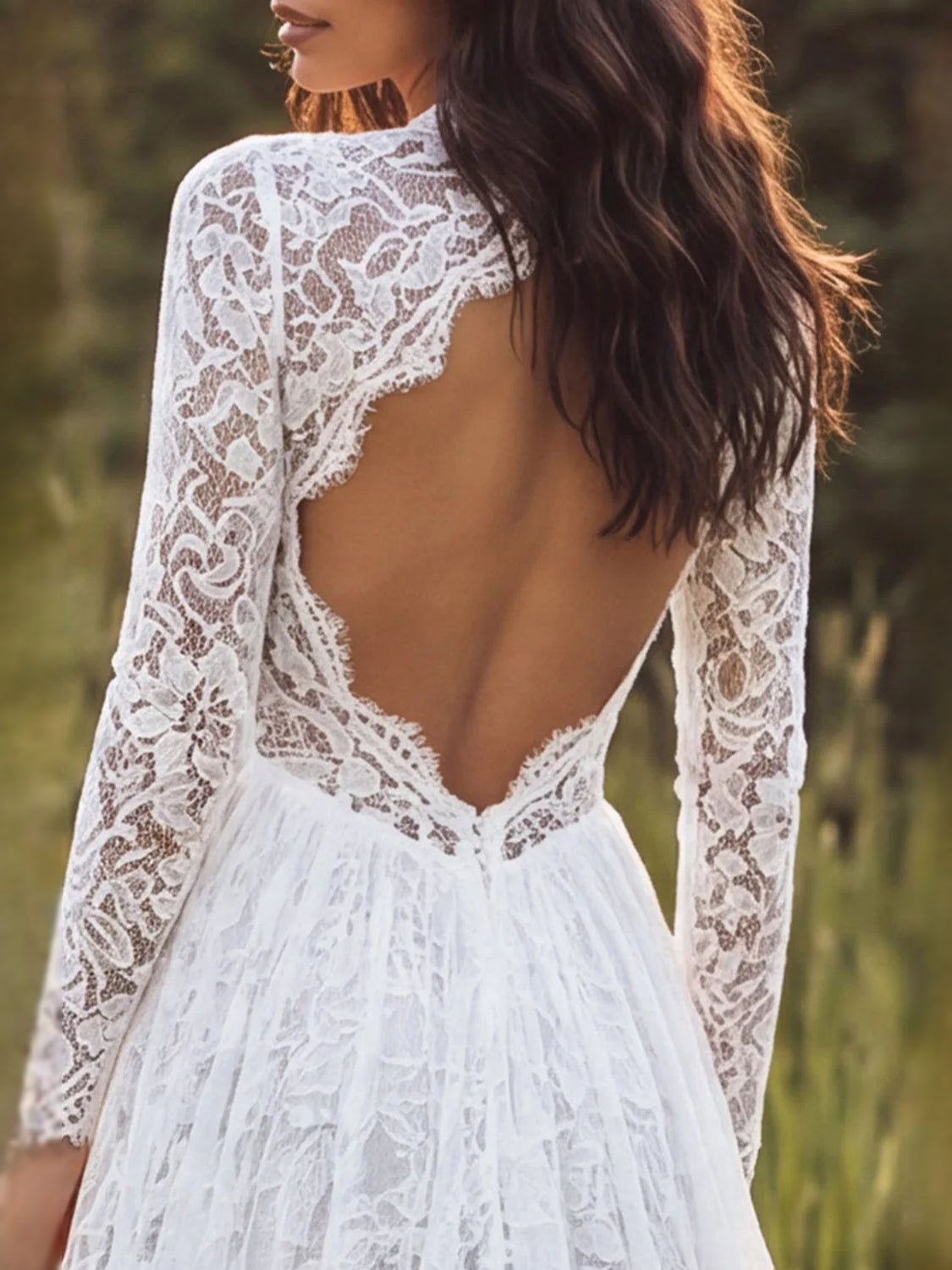 Ivory floor-length wedding dress, alternate view showing the overall dress design