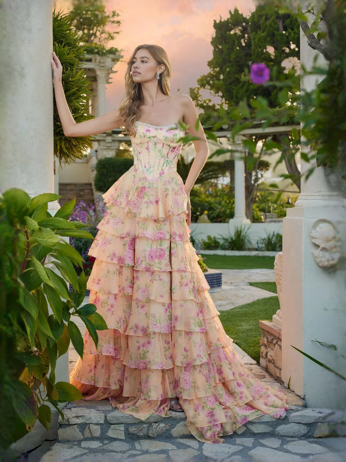 As Picture floor-length prom dress, alternate view showing the overall dress design