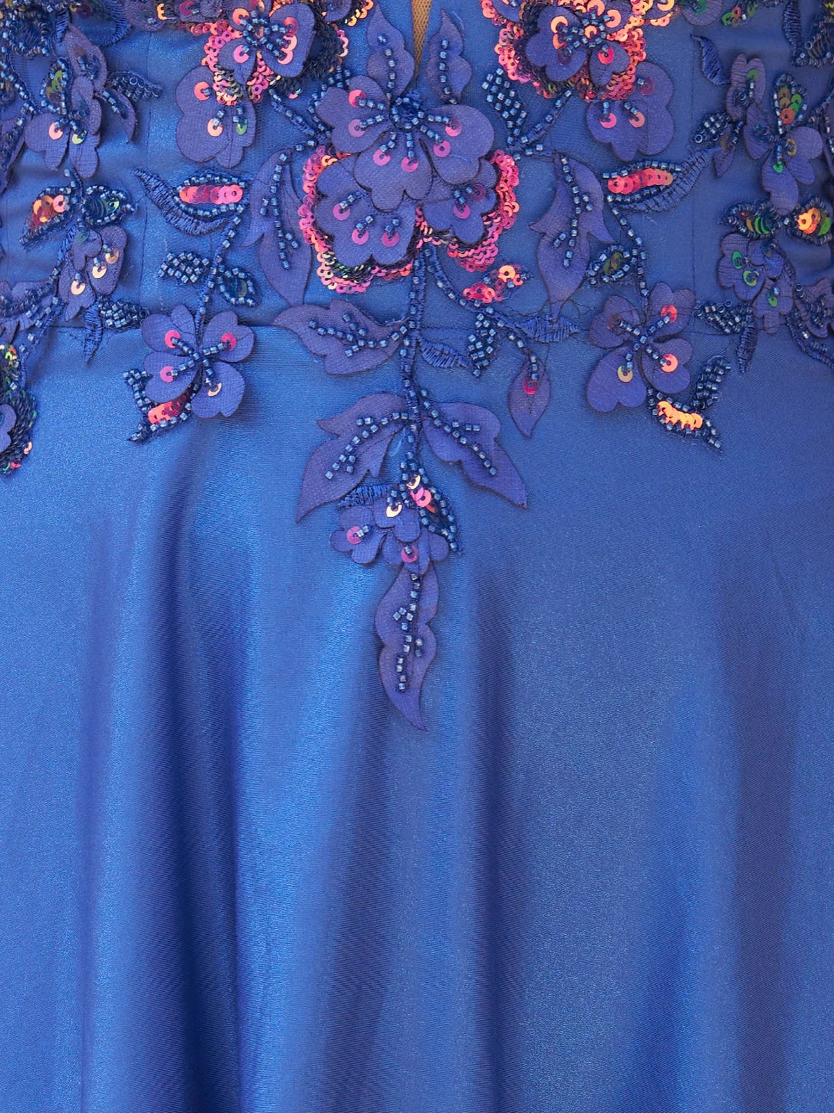 Cobalt Blue mini homecoming dress, alternate view showing the overall dress design