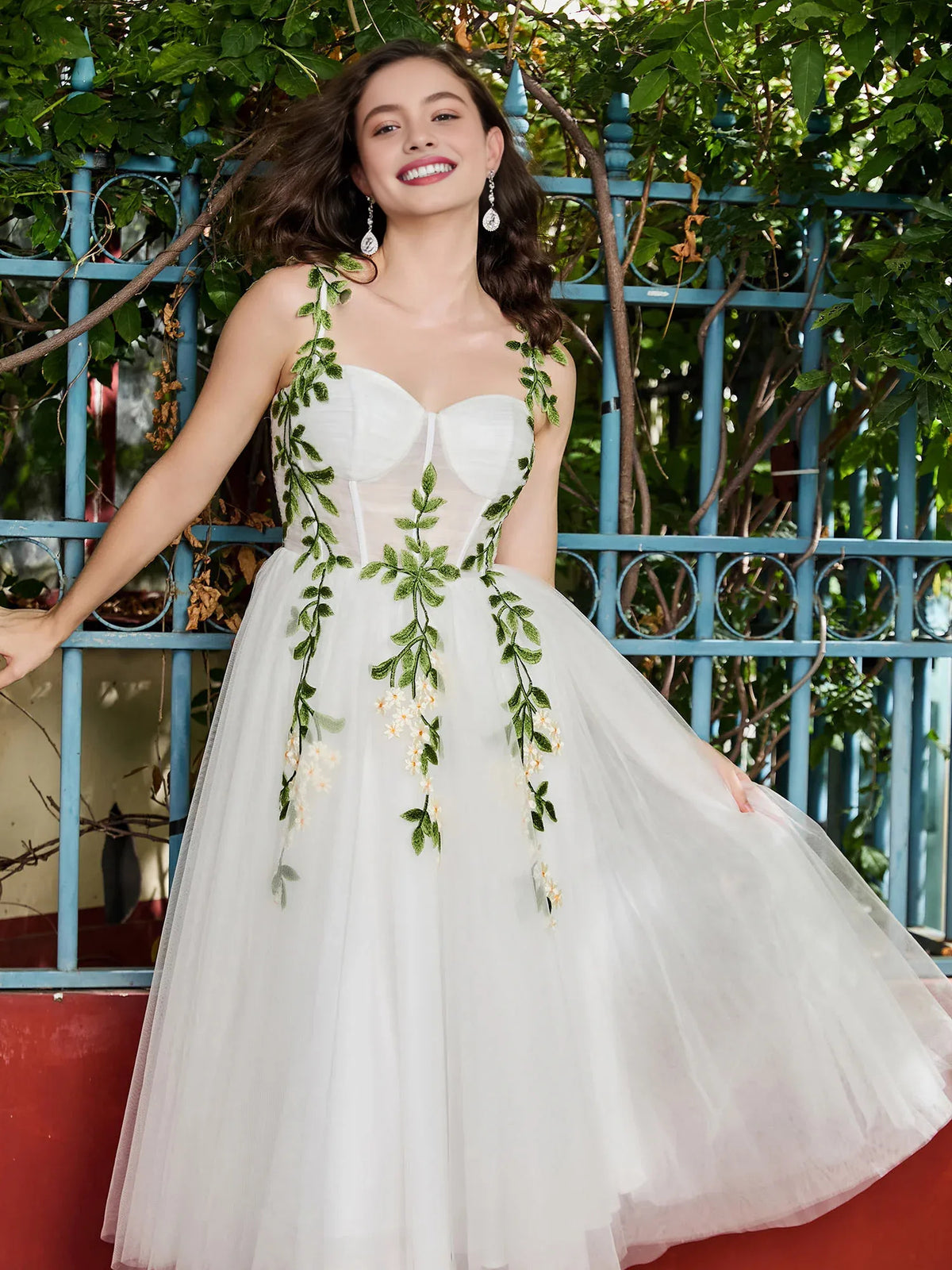 White midi prom dress, alternate view showing the overall dress design