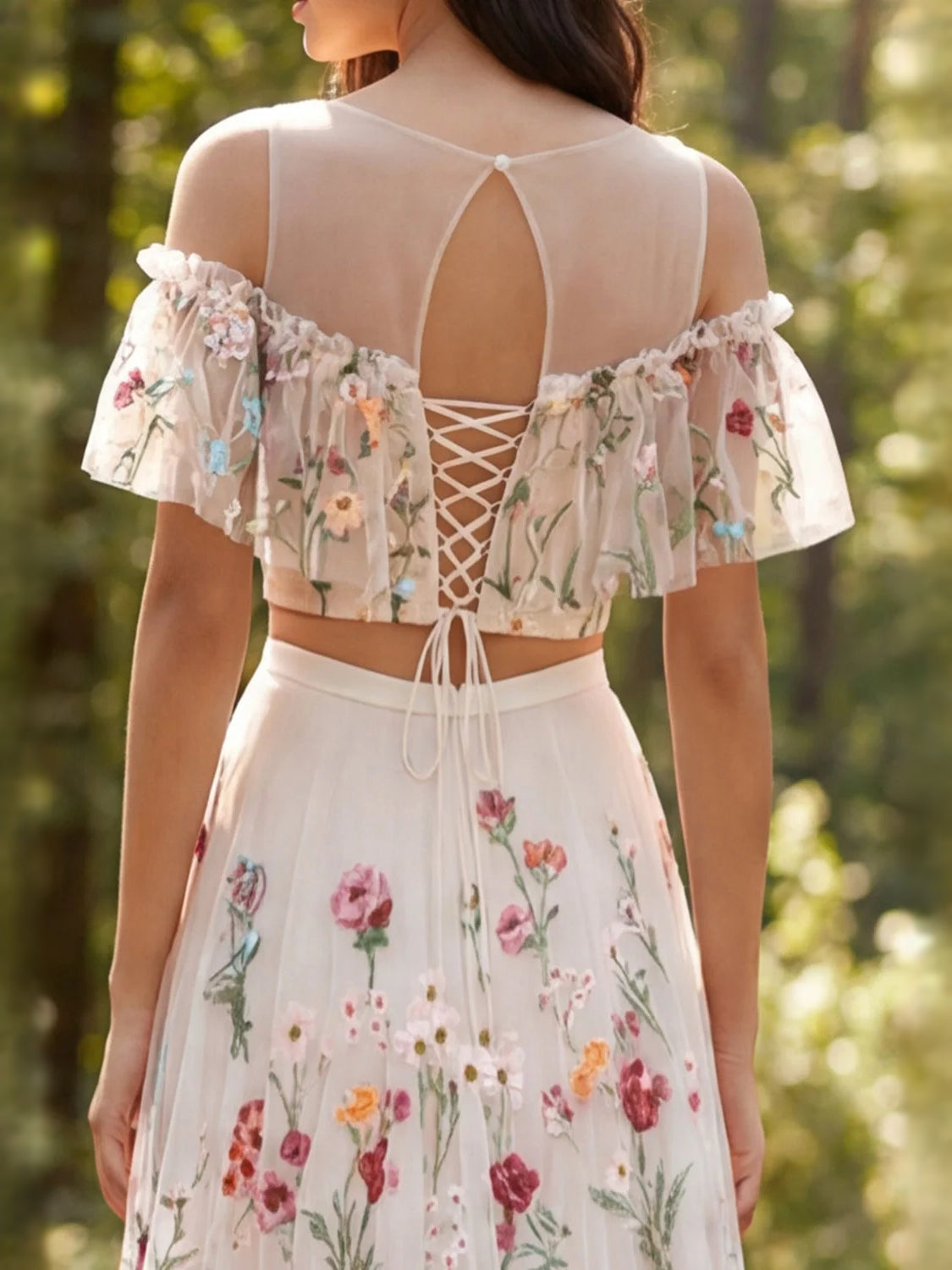 Ivory maxi bridesmaid dress, alternate view showing the overall dress design