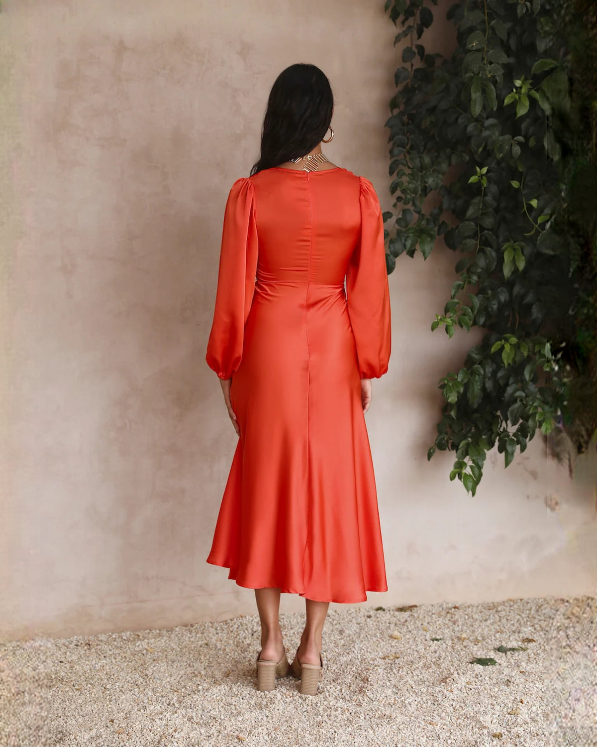sleeveless satin a-line maxi bridesmaid dress - image 4