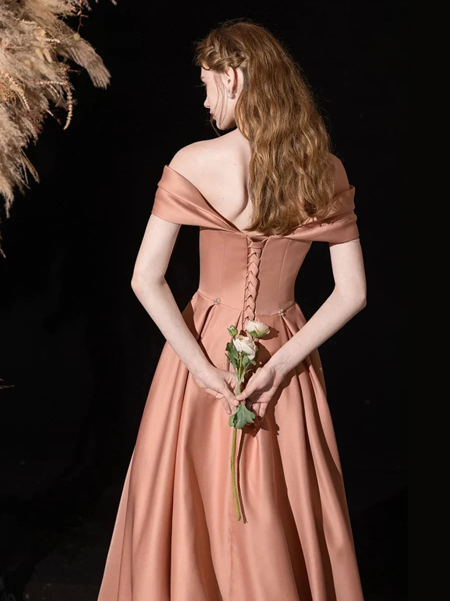 Pearl Pink maxi prom dress, alternate view showing the overall dress design
