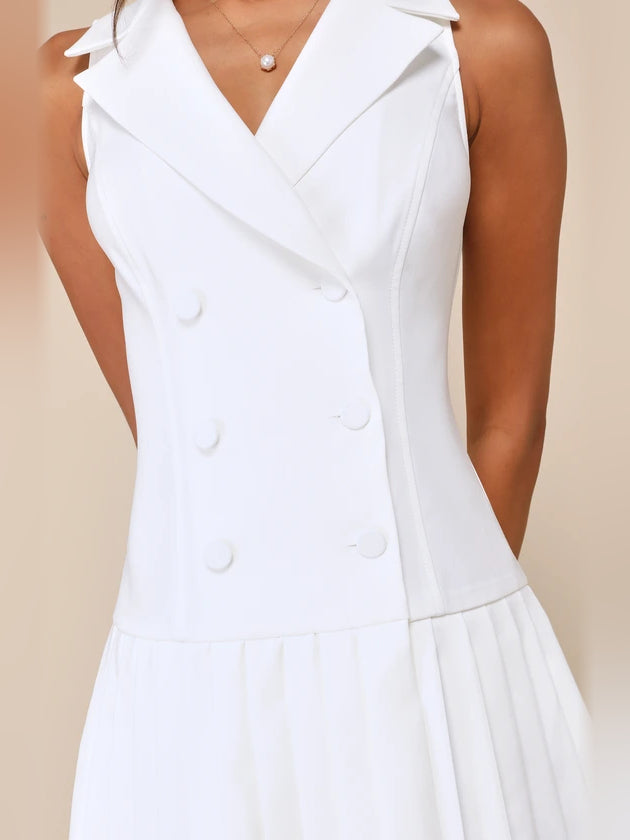 White mini homecoming dress, alternate view showing the overall dress design