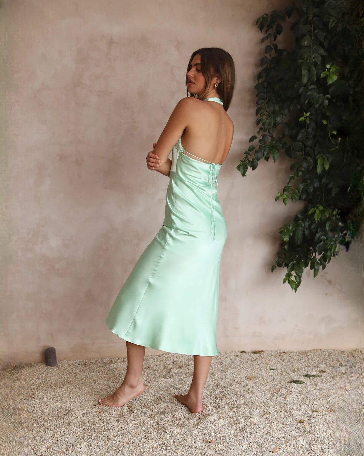 sleeveless satin a-line maxi bridesmaid dress - image 5