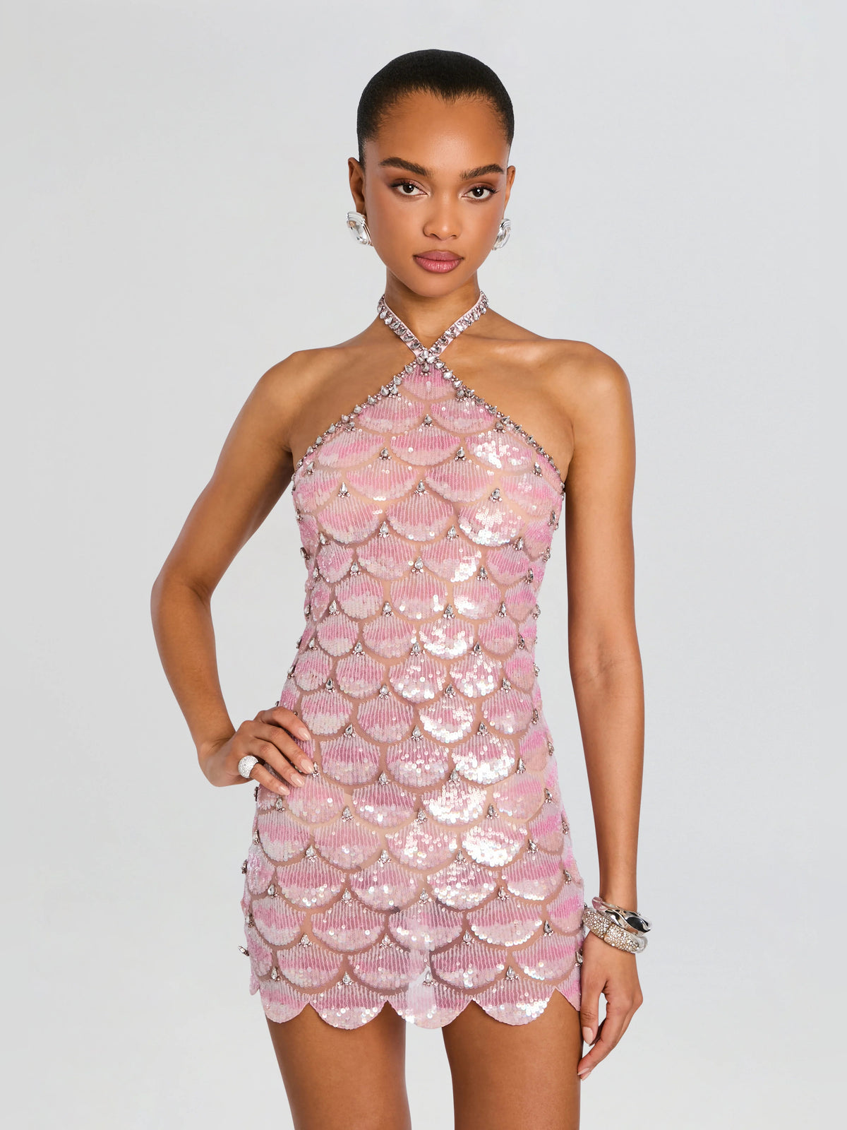 Rosa mini homecoming dress, alternate view showing the skirt and hem
