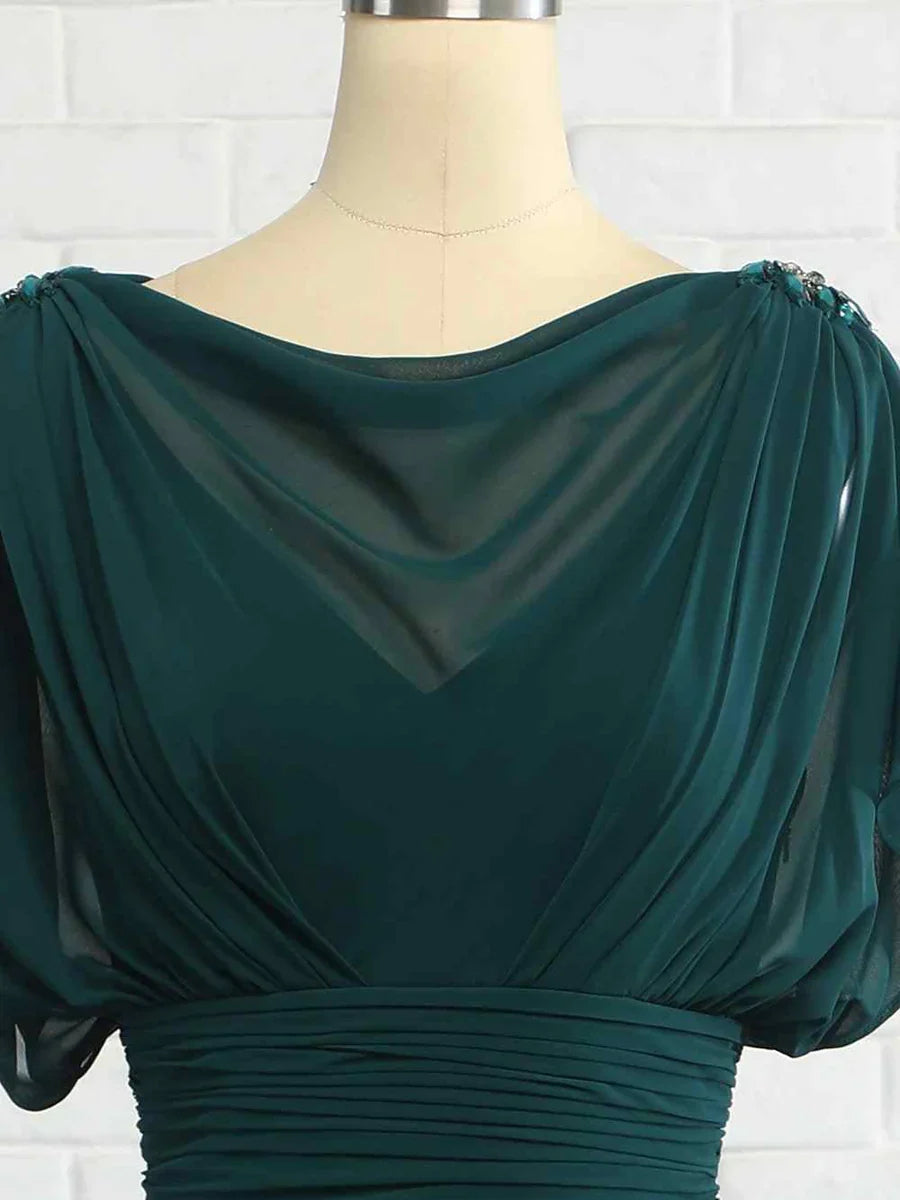 Peacock a-line floor-length formal dress with pleated skirt, alternate view