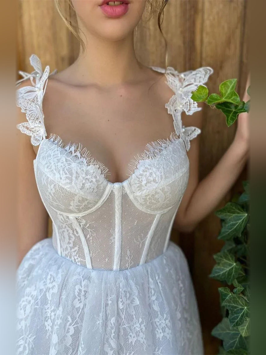 White short homecoming dress, alternate view showing the skirt and hem