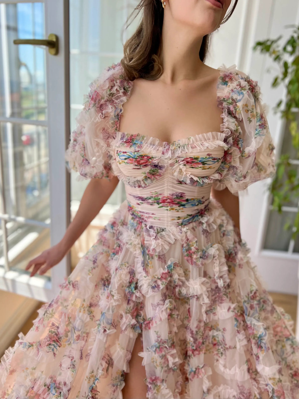 As Picture floor-length prom dress, close view of the dress design from another angle