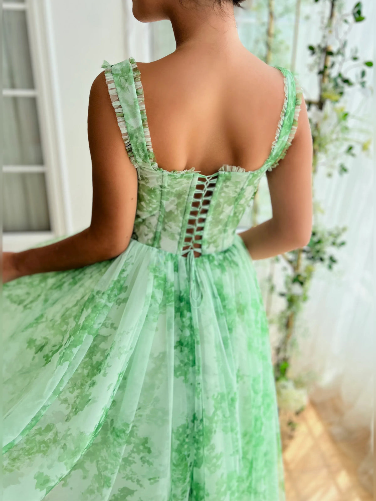 As Picture tea-length homecoming dress, alternate view showing the skirt and hem