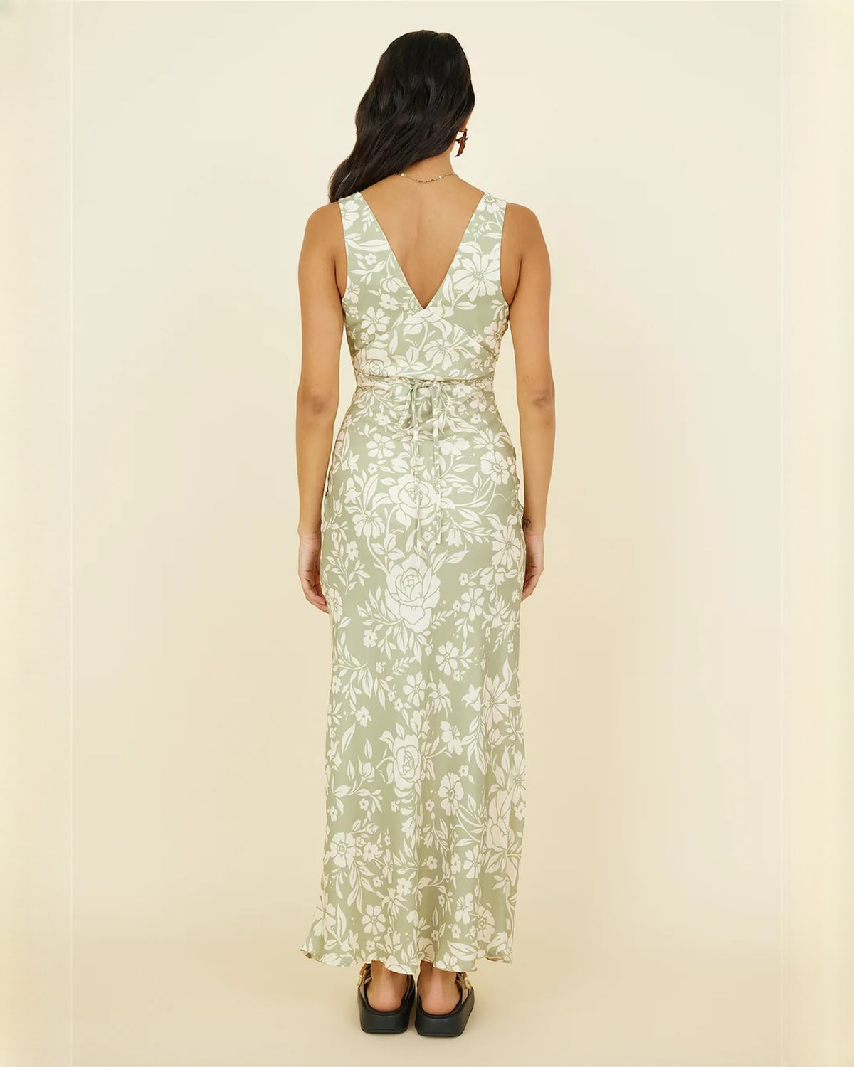 sleeveless mesh a-line maxi bridesmaid dress - image 6