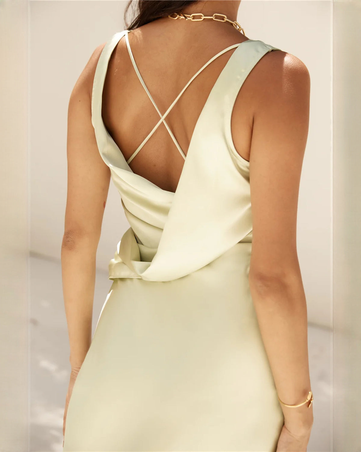 sleeveless satin a-line maxi bridesmaid dress - image 6