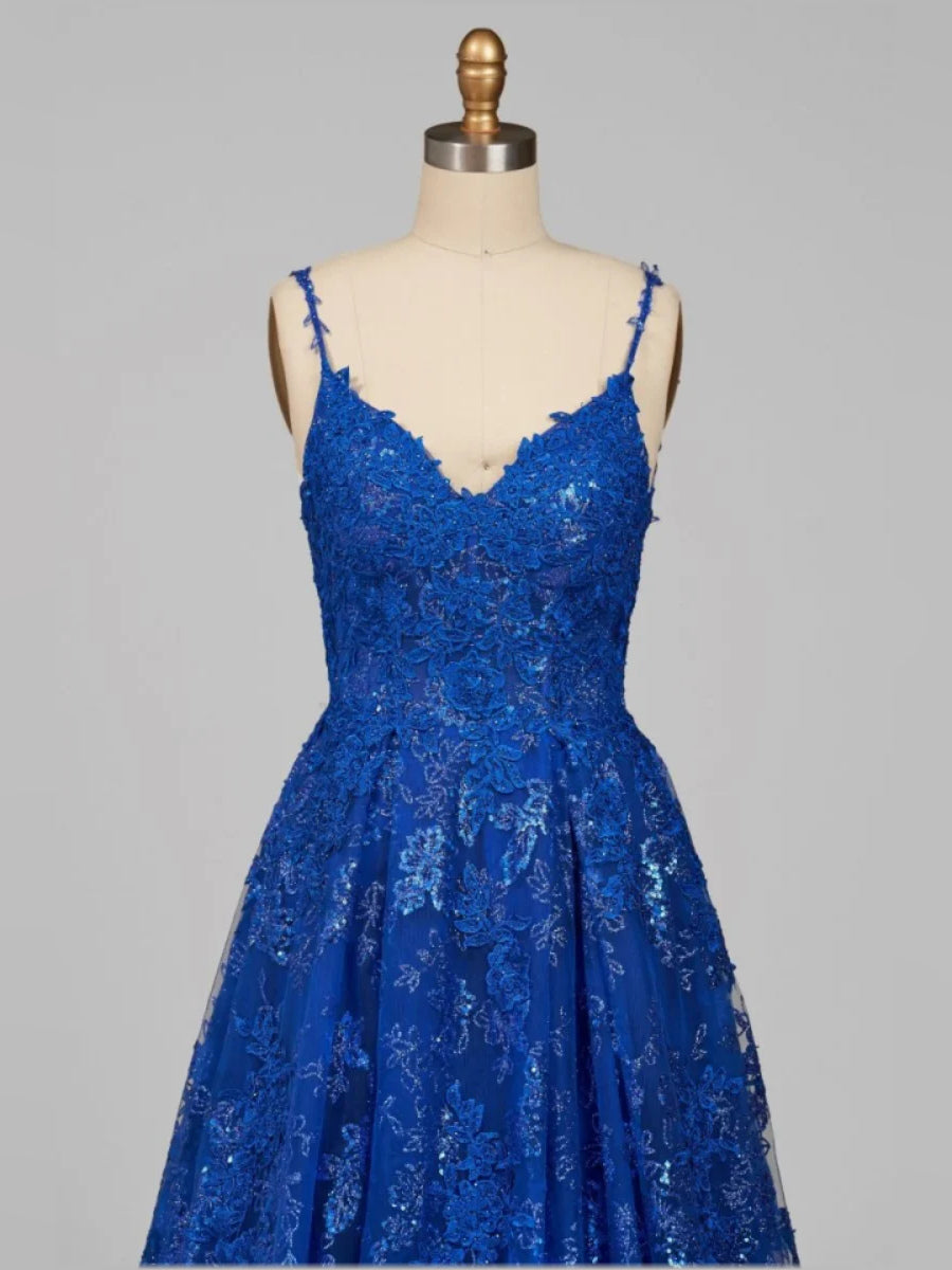 Royal Blue floor-length prom dress, alternate view showing the full-length profile