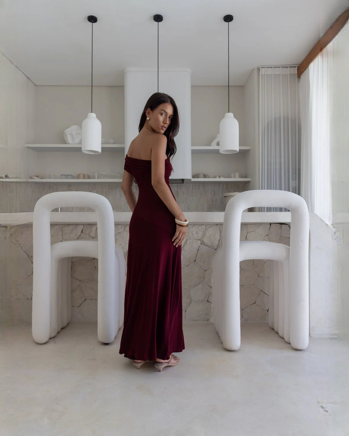 off-shoulder mesh a-line maxi bridesmaid dress - image 6