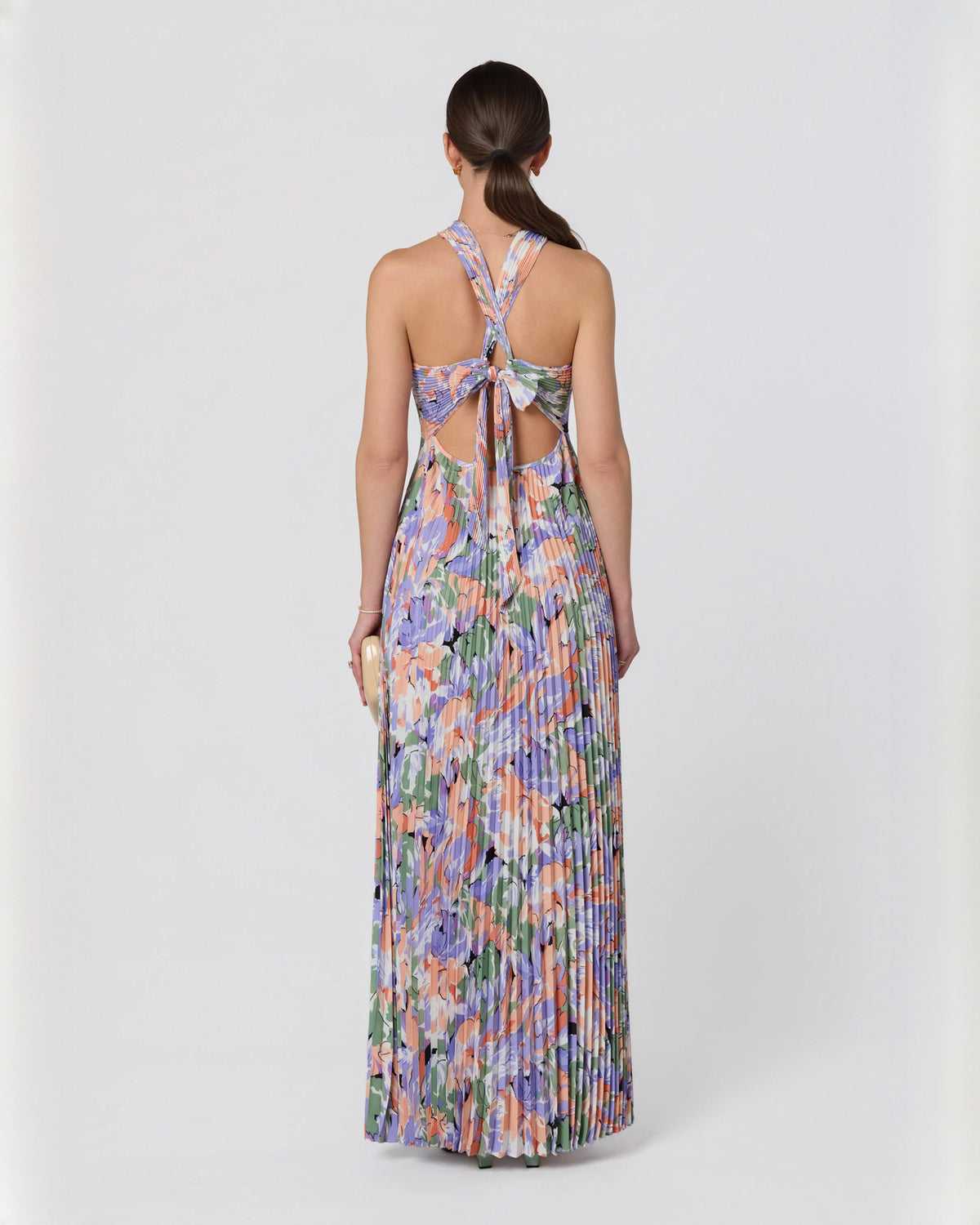 halter neck chiffon a-line maxi bridesmaid dress - image 6