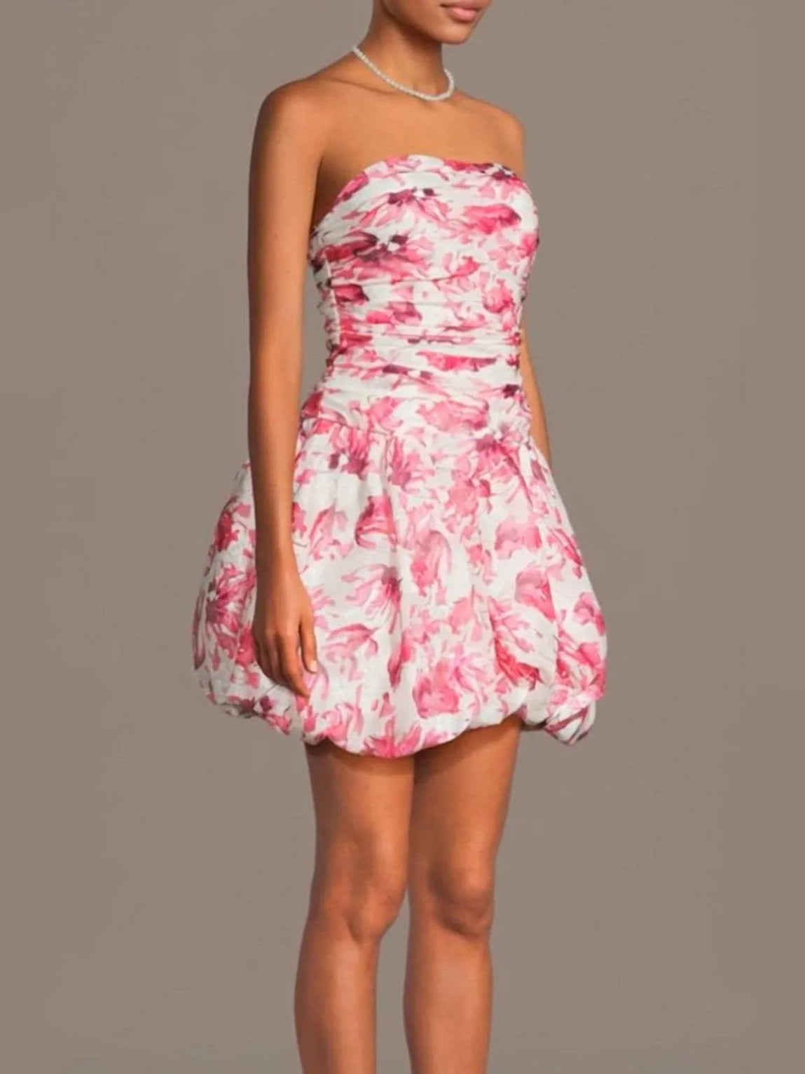 Pink mini homecoming dress, alternate view showing the full-length profile