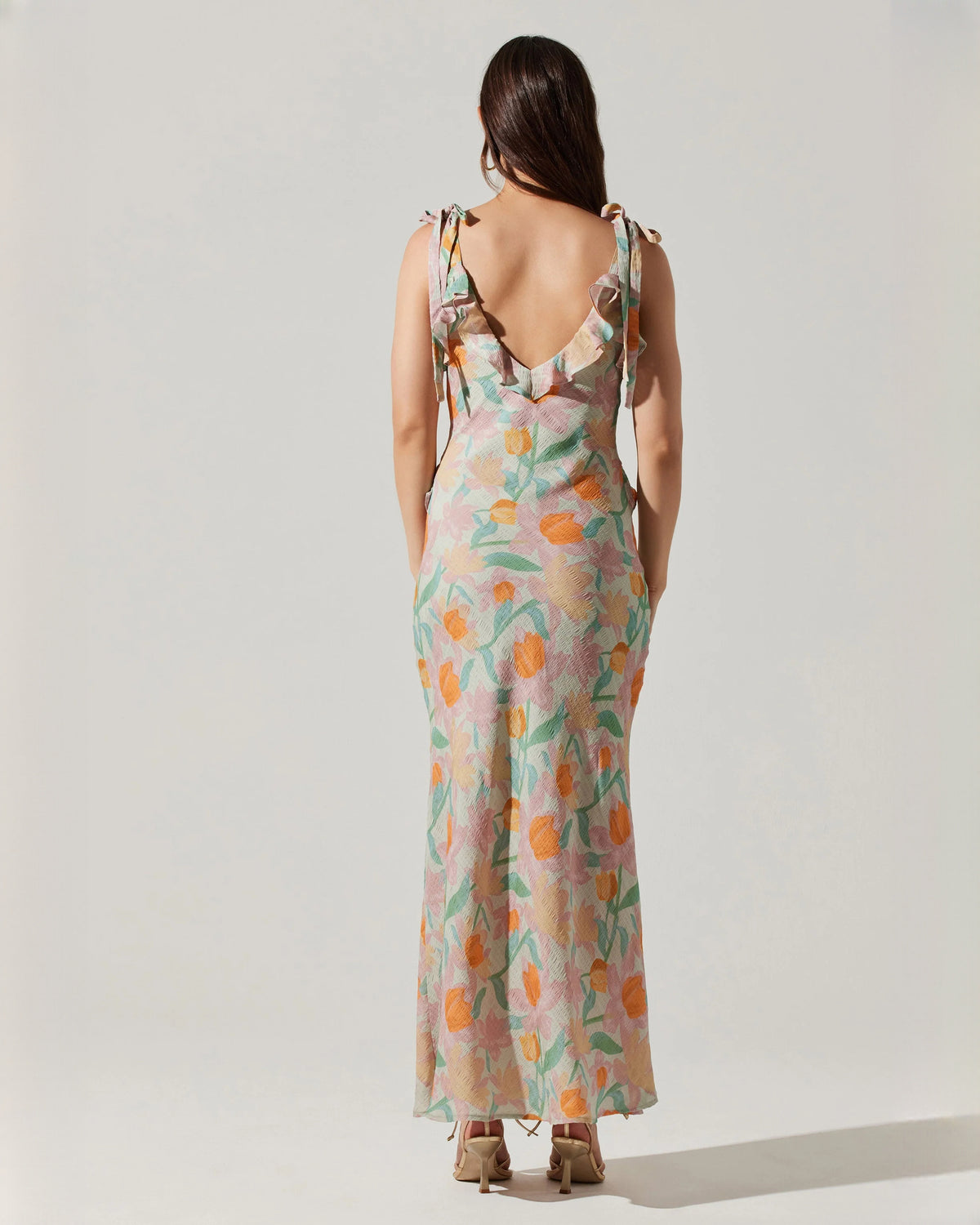 sleeveless satin a-line maxi bridesmaid dress - image 6
