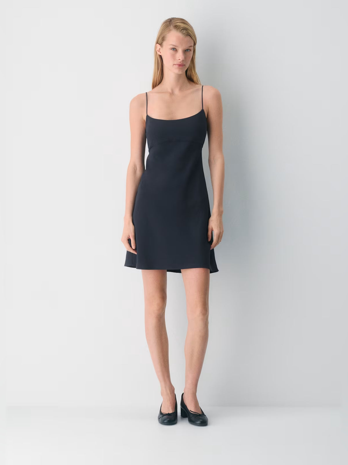navy mini homecoming dress, alternate view showing the full-length profile