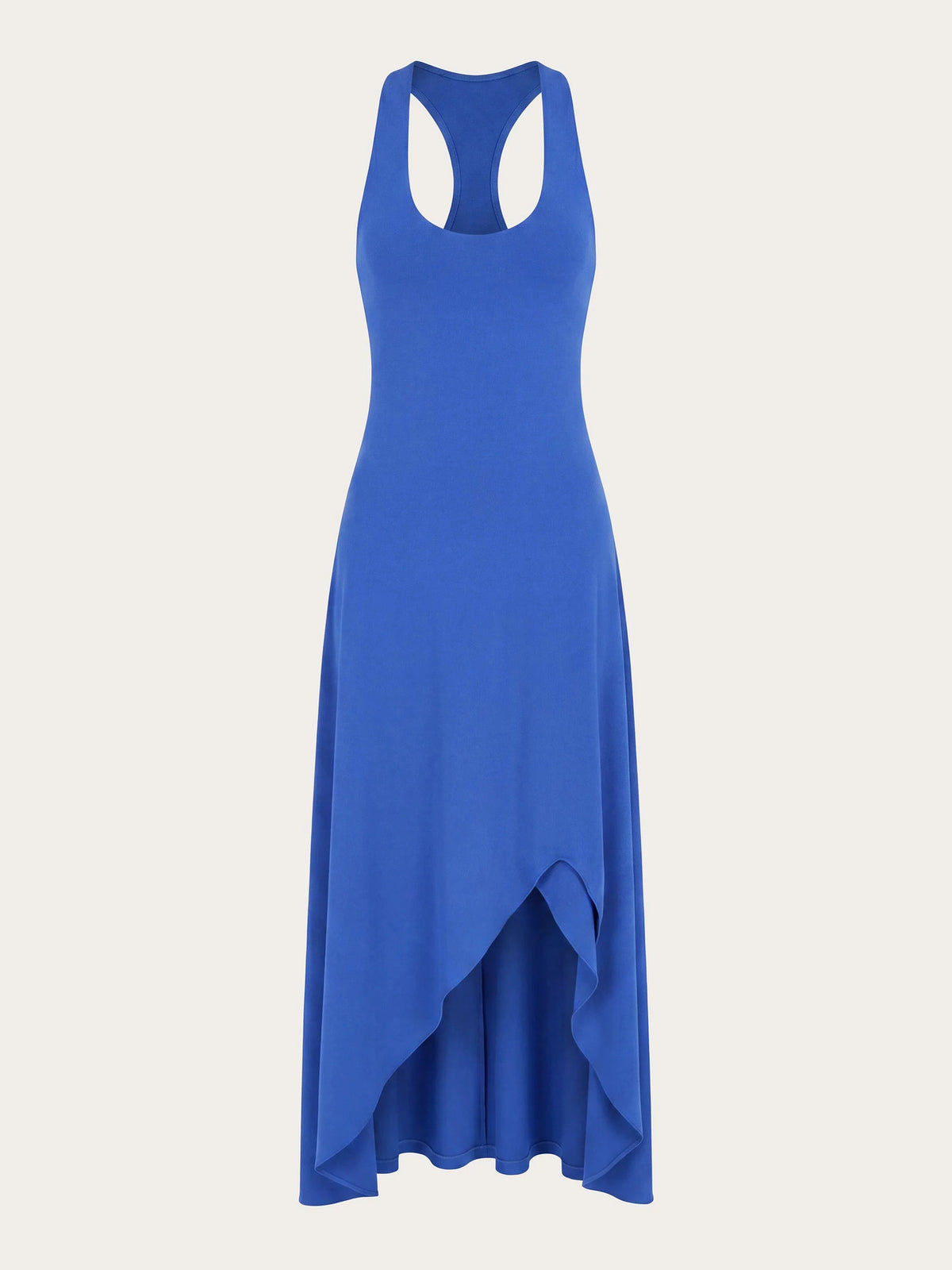Cobalt midi formal dress, alternate view showing the shoulder line