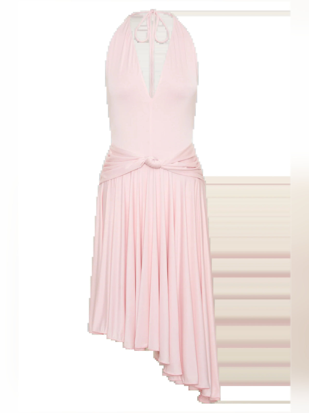 Pink midi formal dress, alternate view showing the shoulder line