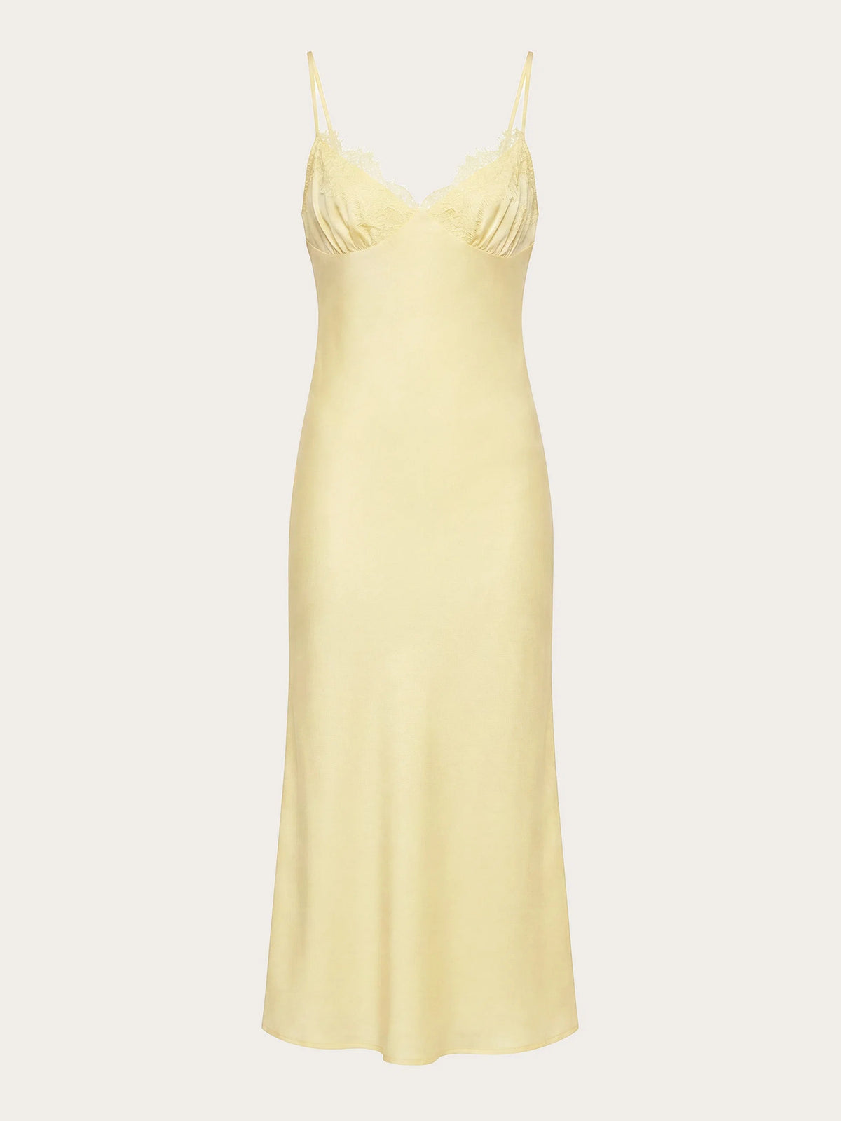 Yellow midi formal dress, alternate view showing the shoulder line