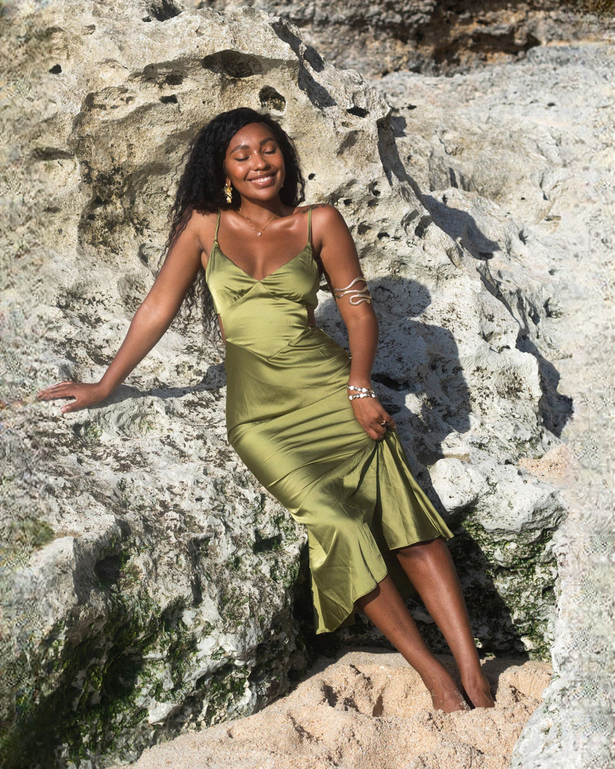 sleeveless satin a-line maxi bridesmaid dress - image 7