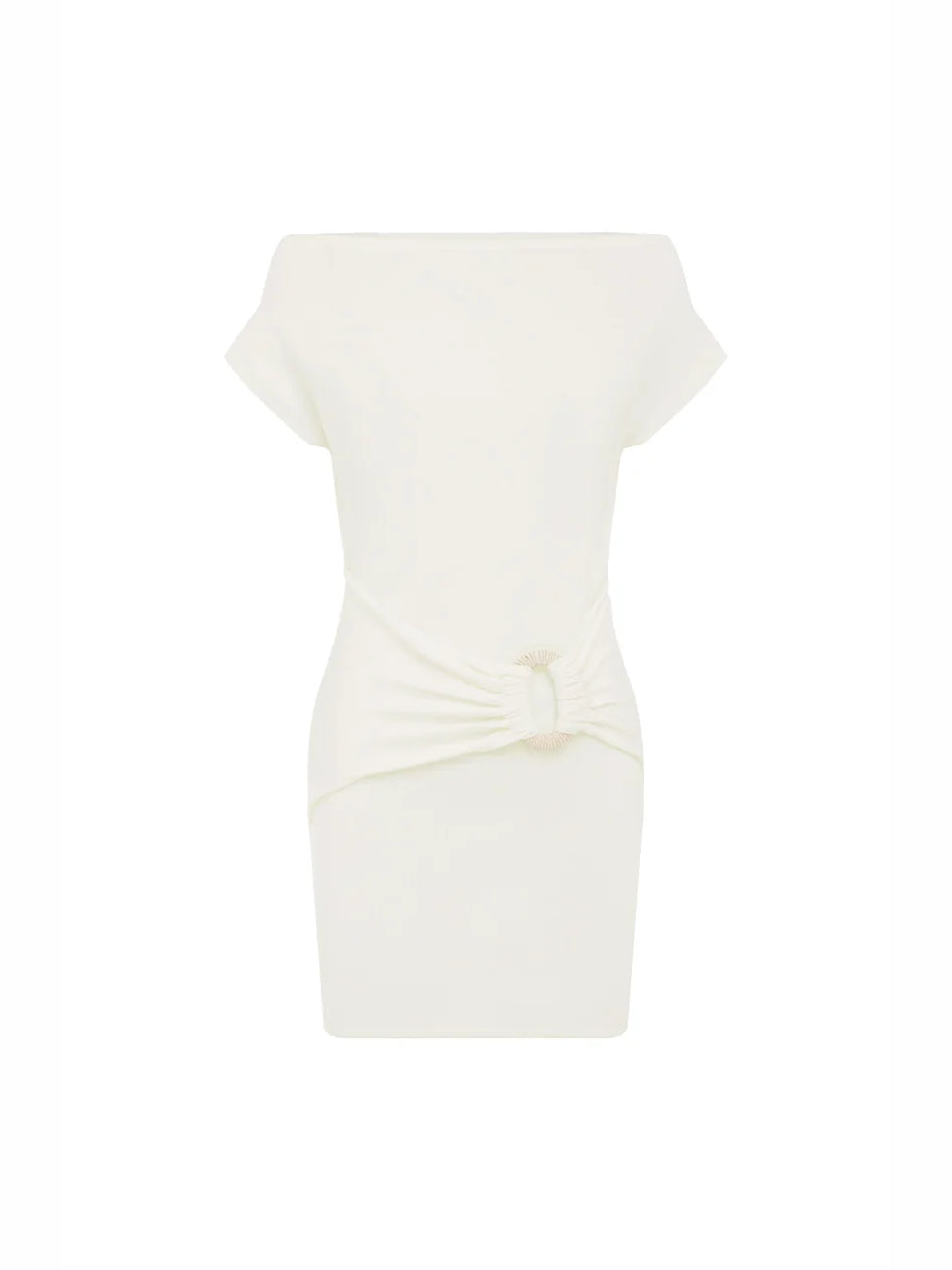 WHITE mini homecoming dress, alternate view showing the full-length silhouette