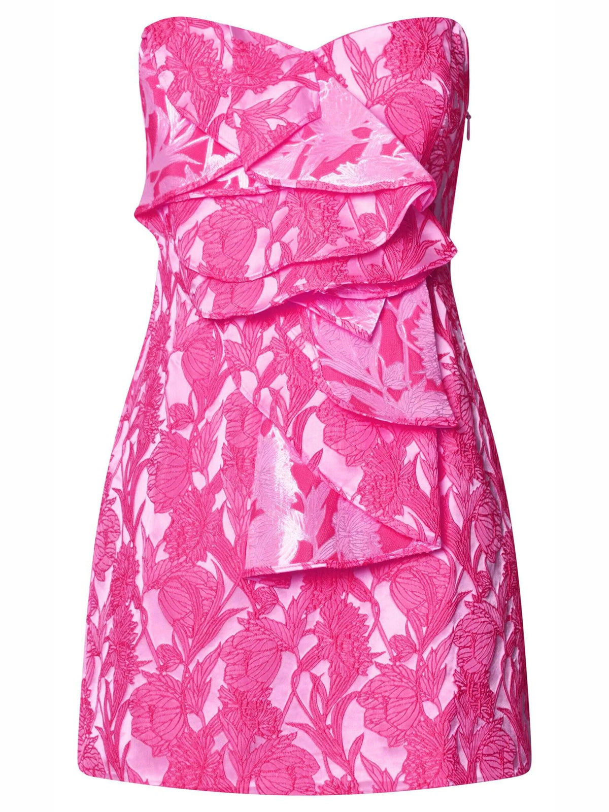 Hot Pink mini homecoming dress, alternate view showing the bodice and skirt from another angle