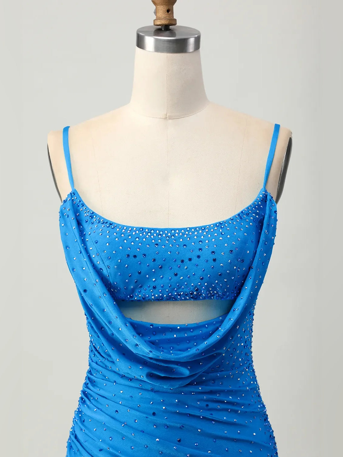 Ocean Blue mini homecoming dress, alternate view showing the bodice and skirt