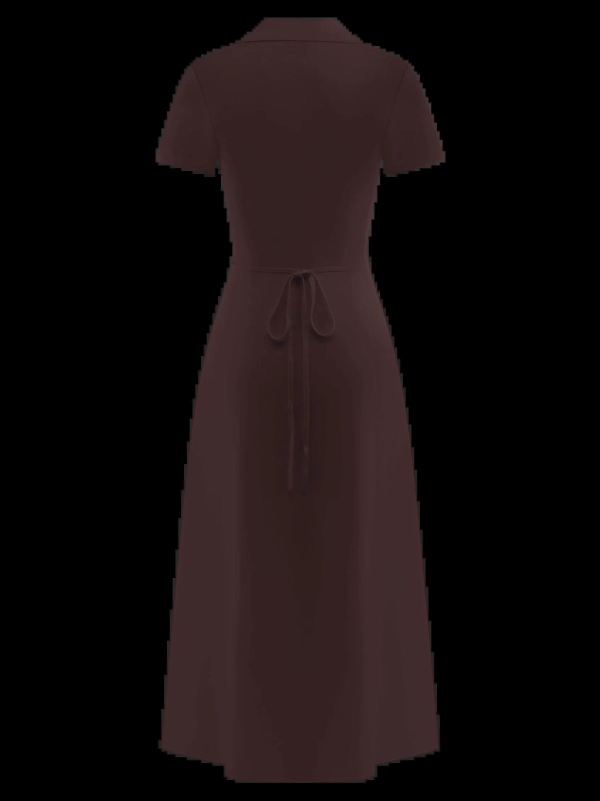 Chocolate midi formal dress, alternate view showing the overall silhouette