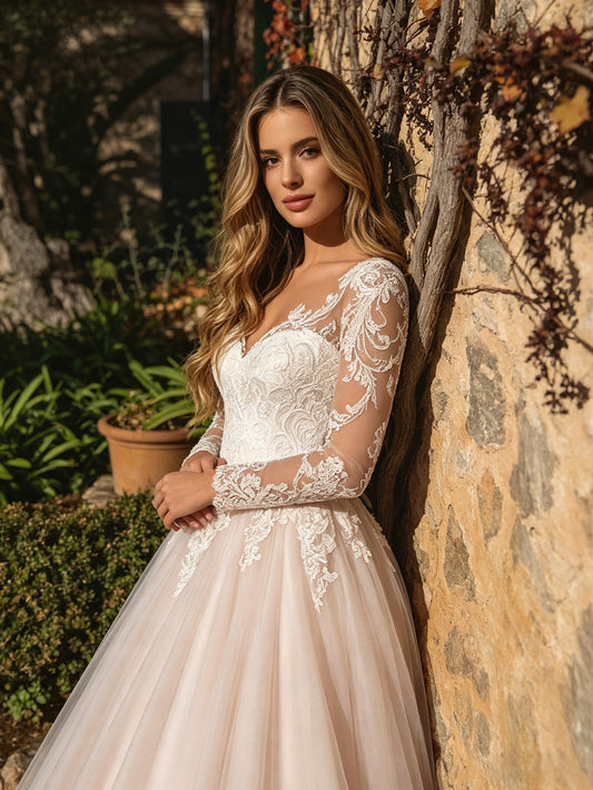 strapless satin tulle ball gown wedding dress with beaded corset bodice - image 2