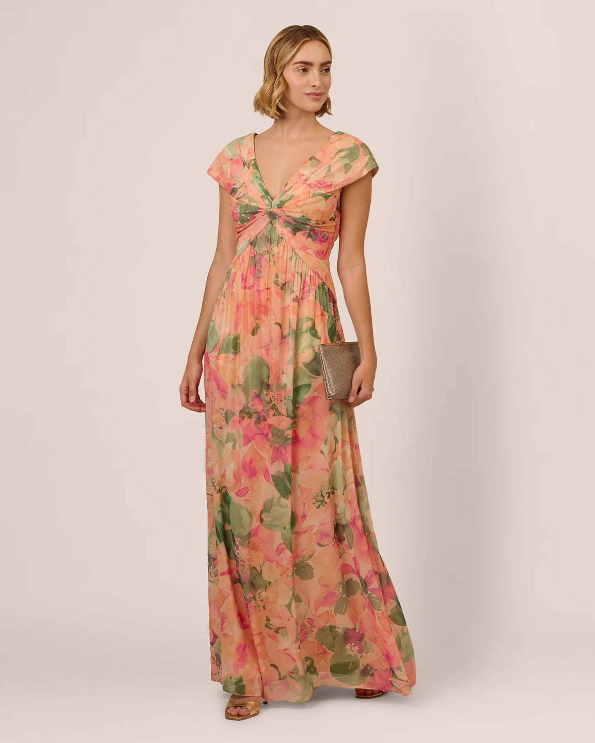 Floral Print A-Line Maxi Mother of the Bride Dress for Wedding Ceremony