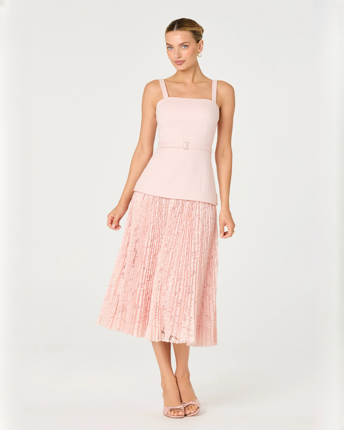 Refined Wedding Reception Sleeveless Chiffon A-Line Midi Bridesmaid Dress
