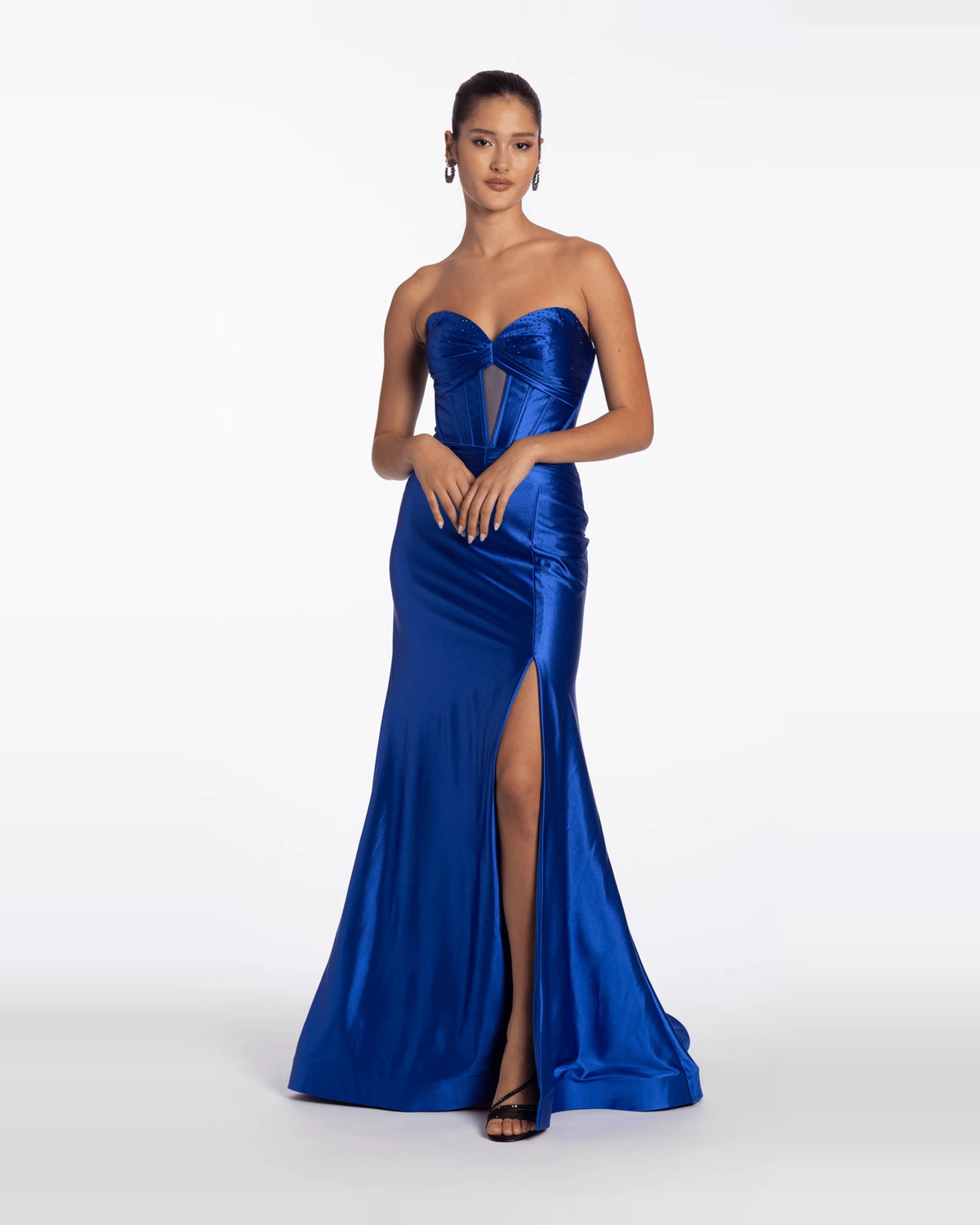 Pleated Corset Strapless Trumpet Floor-Length Prom Dress for Special Occasion