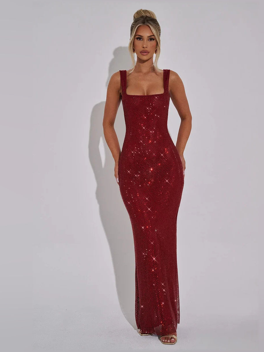 Square Neck Open Back Mermaid Floor-Length Formal Dress