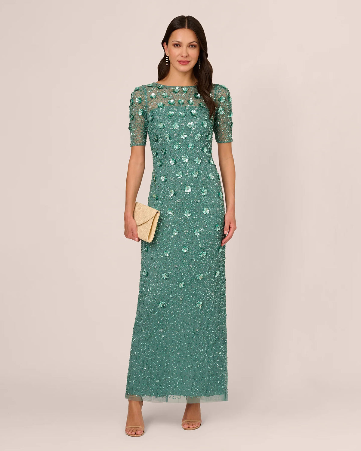 Floral Print Bow Detail Spaghetti Strap A-Line Maxi Mother of the Bride Dress for Gala Dinner