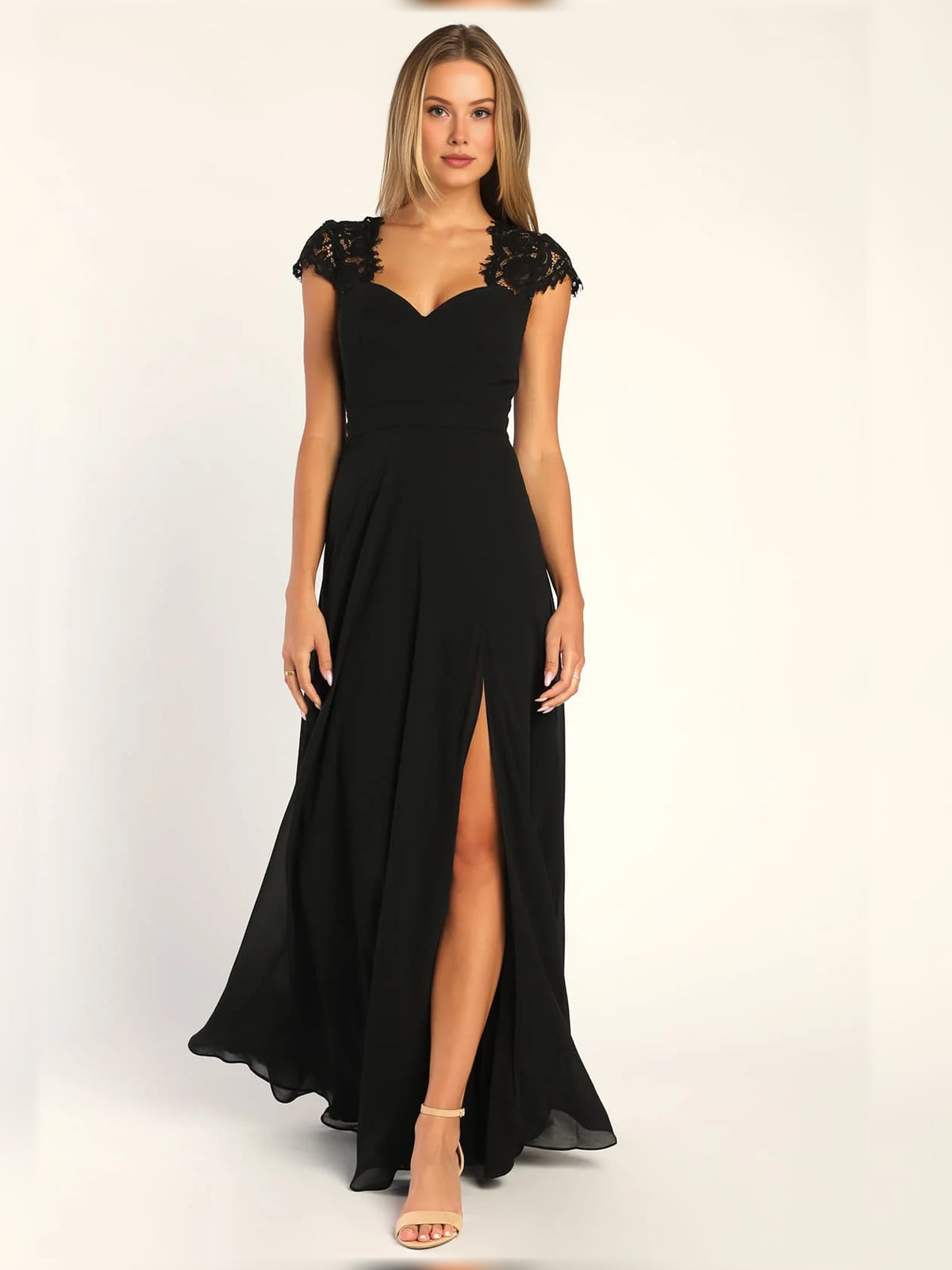 Slit Backless Sweetheart A-Line Maxi Chiffon Bridesmaid Dress for Destination Wedding