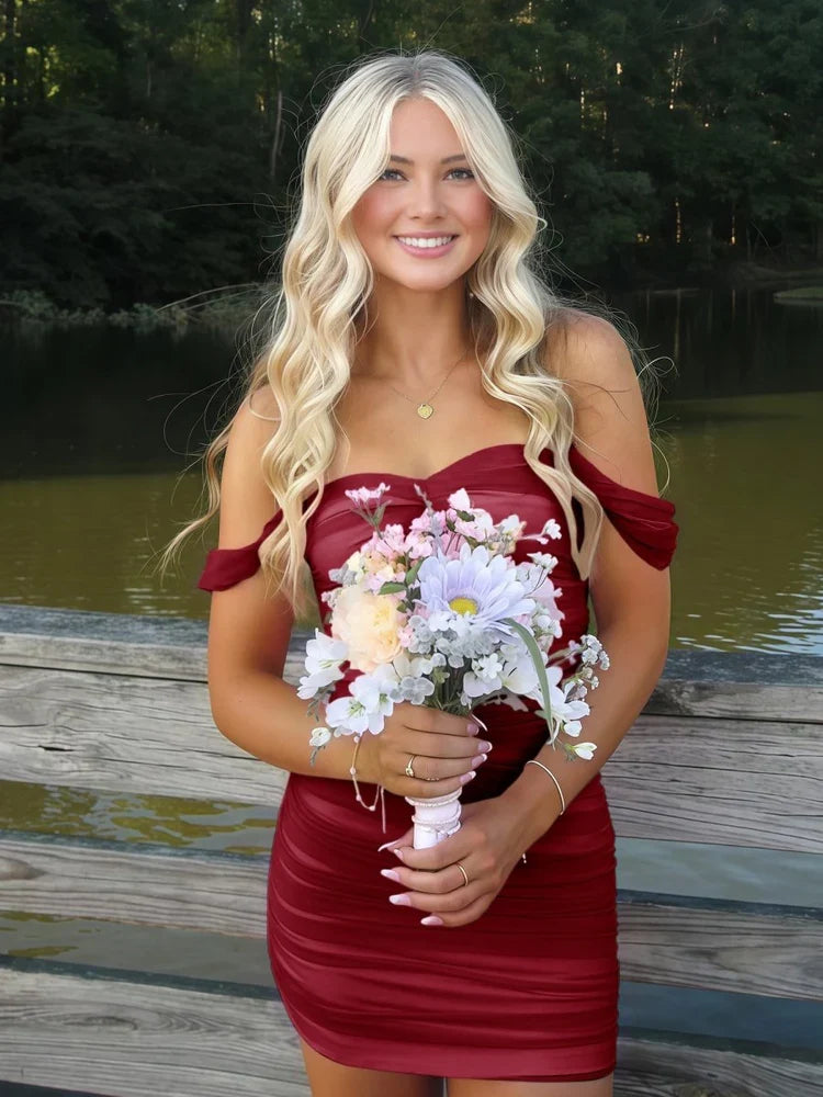 Ruched Layered Sweetheart Bodycon Mini Homecoming Dress for Wedding Guest