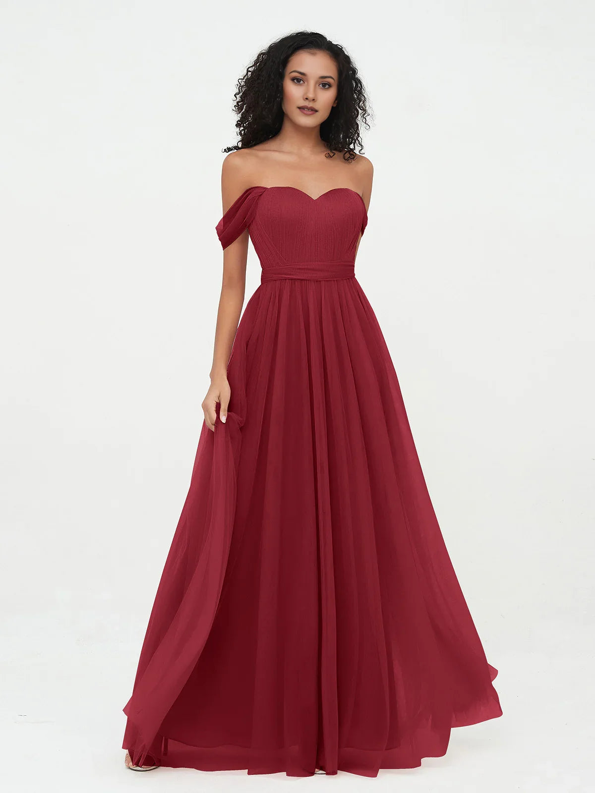 Pleated Draped Sweetheart A-Line Short Tulle Bridesmaid Dress for Church Wedding
