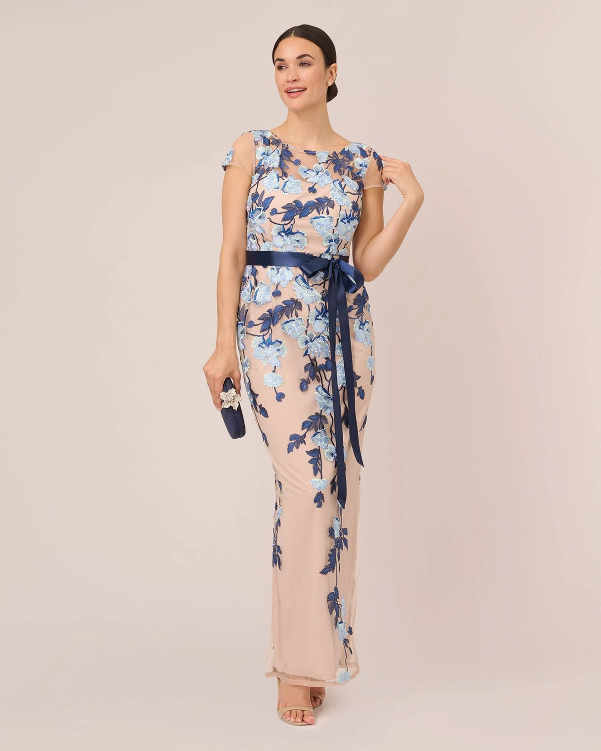 short-sleeve a-line maxi mother of the bride dress - image 9