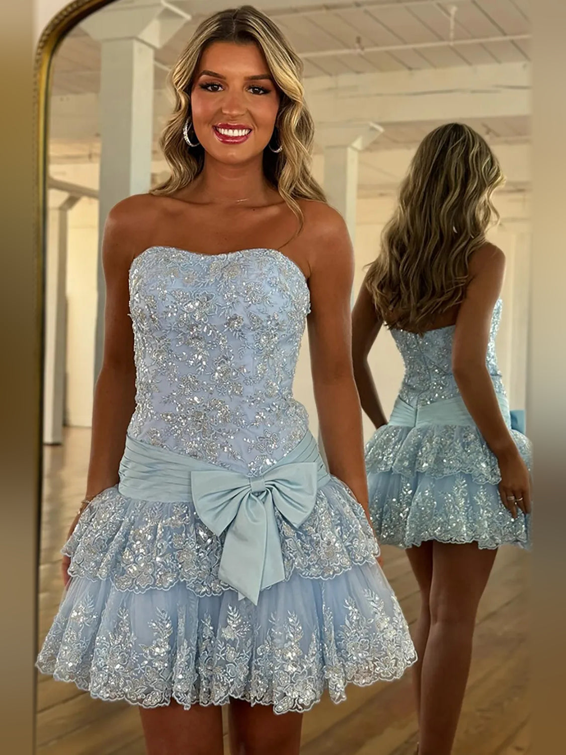 Tiered Ruffled Sweetheart A-Line Short Homecoming Dress for Gala