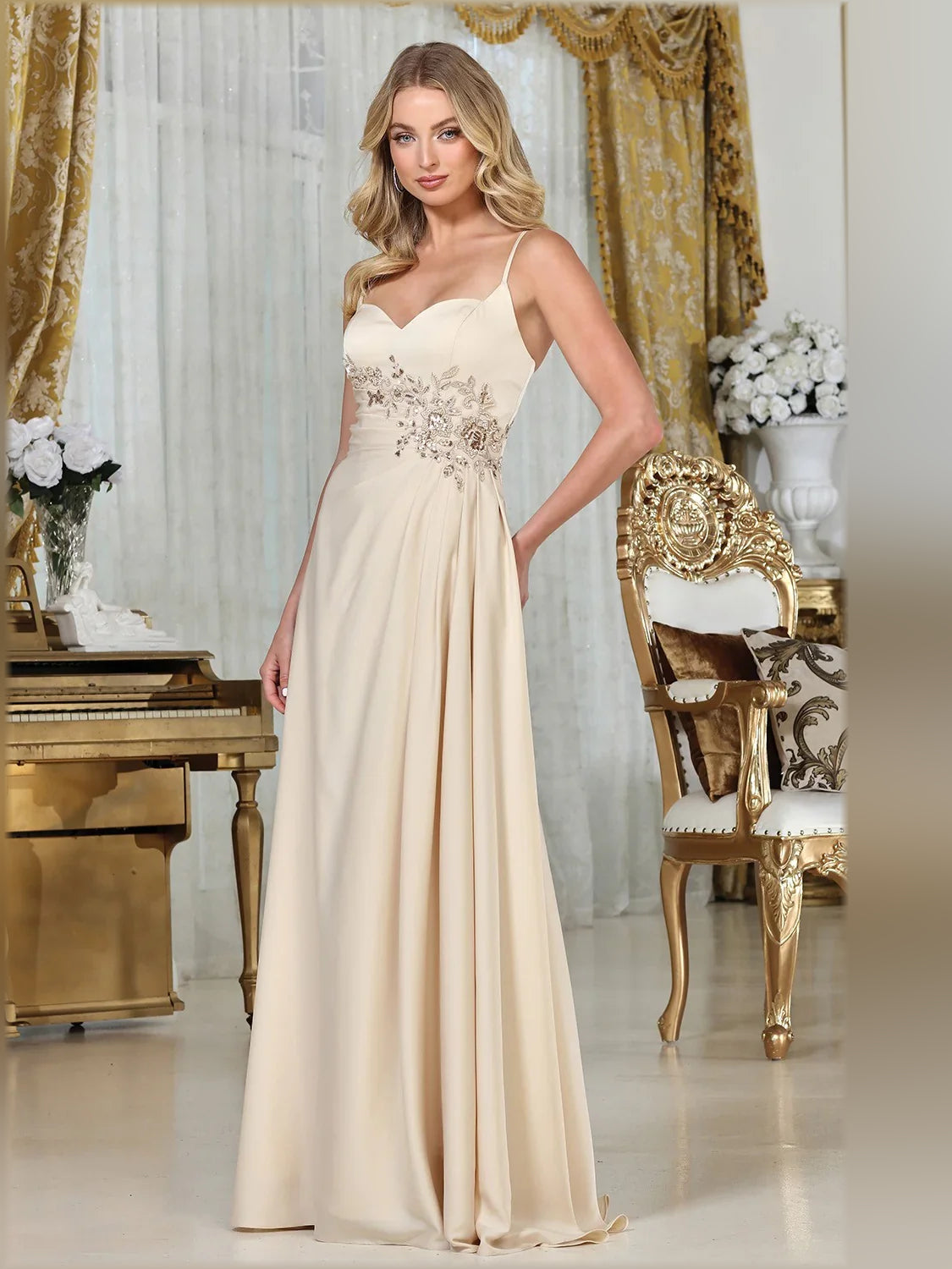 Sweetheart Spaghetti Strap Beading Floor-Length Formal Dress