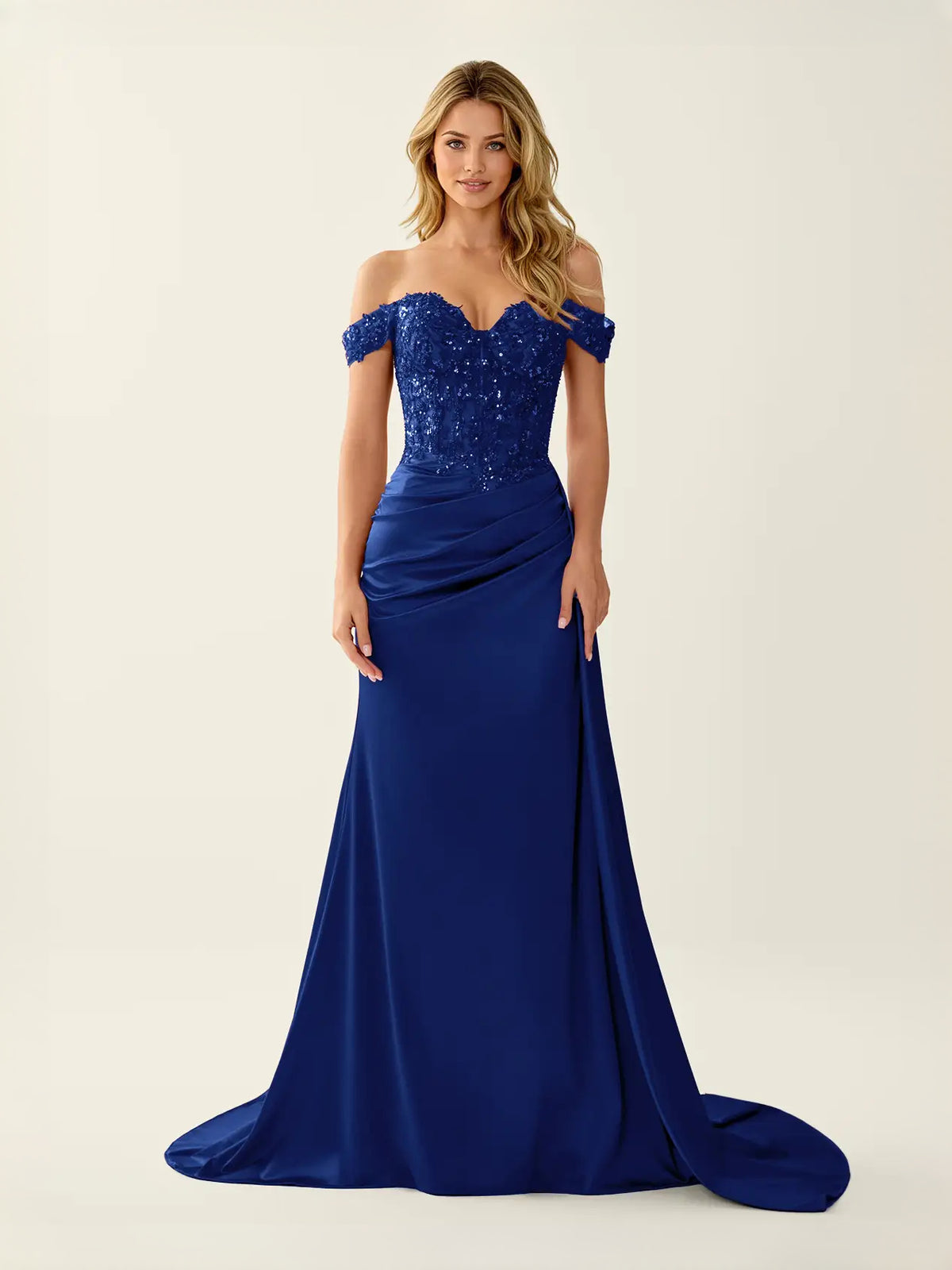 Ruched Draped Sweetheart Mermaid Floor-Length Satin Prom Dress for Red Carpet Event