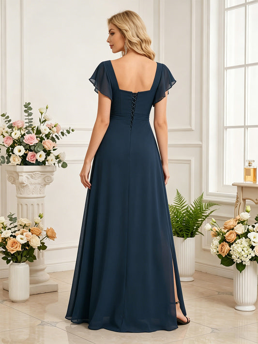 a line floor length formal evening gown