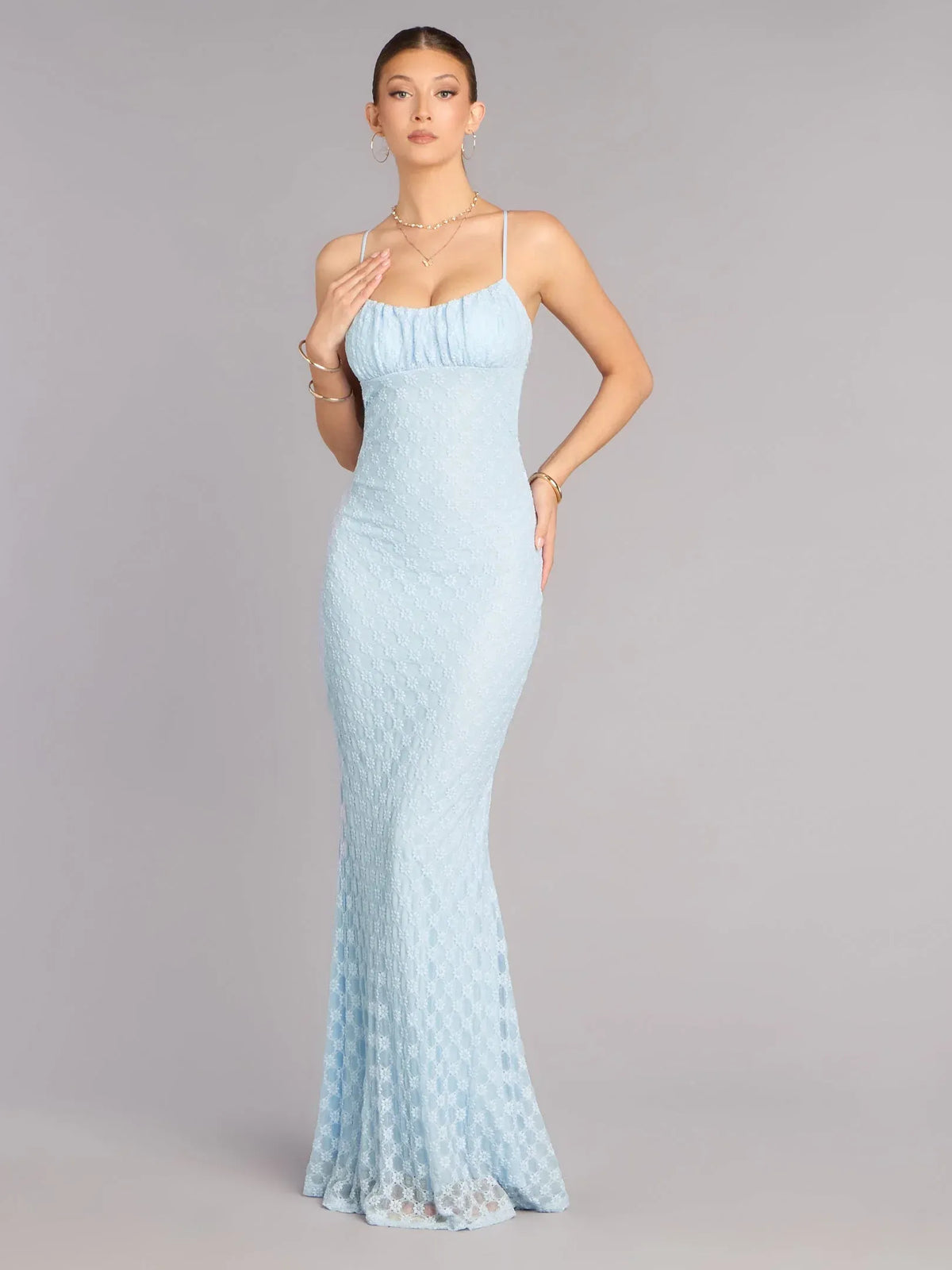 Sweetheart Spaghetti Strap Ruching Floor-Length Formal Dress