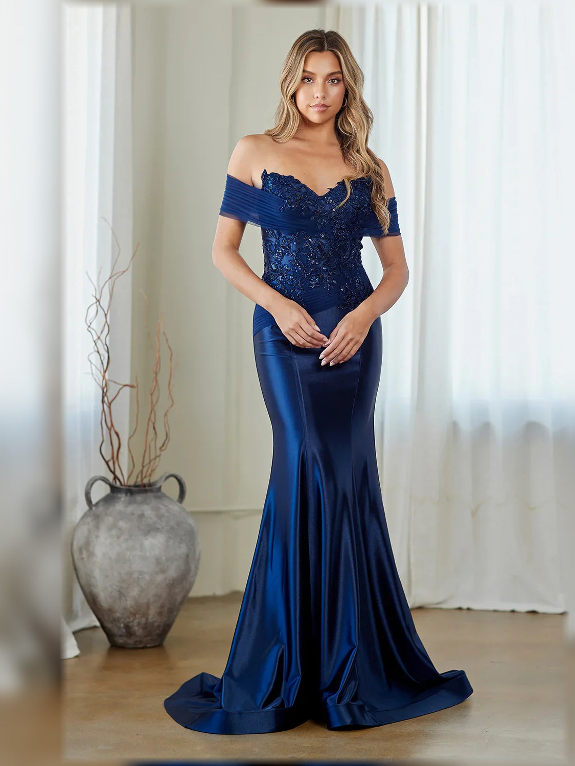 Off-The-Shoulder Beading Mermaid Floor-Length Formal Dress