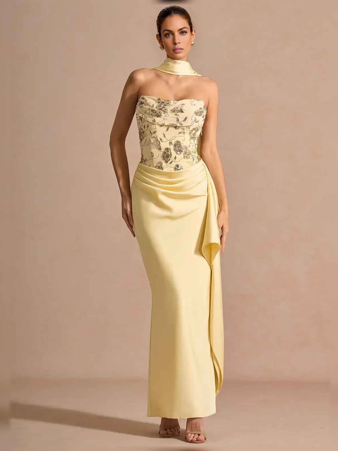 Floral Print Strapless Corset Floor-Length Mermaid Formal Dress